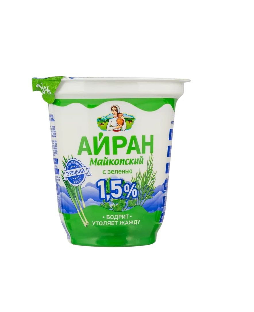 БЗМЖ Айран с зеленью 1,5% 300гр стакан Майкопский