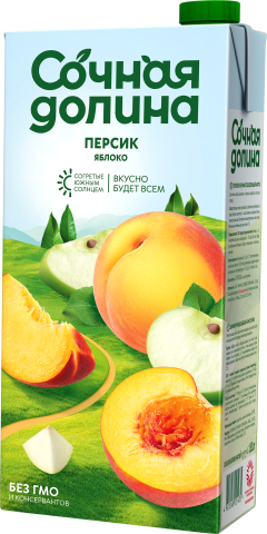 Сочная долина сок Персик-яблоко 0,95л