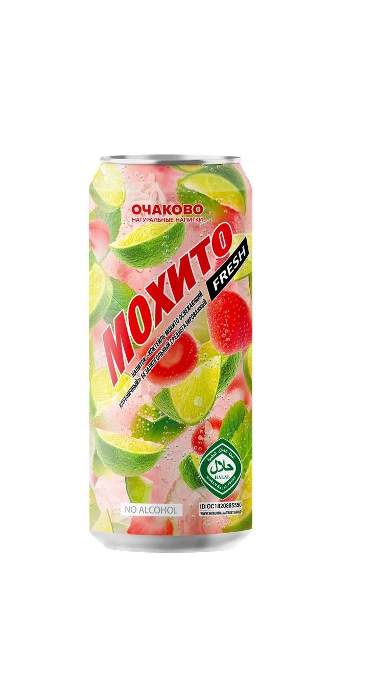 Мохито FRESH напиток ба газир.клубничный 0,45л ж/б Очаково