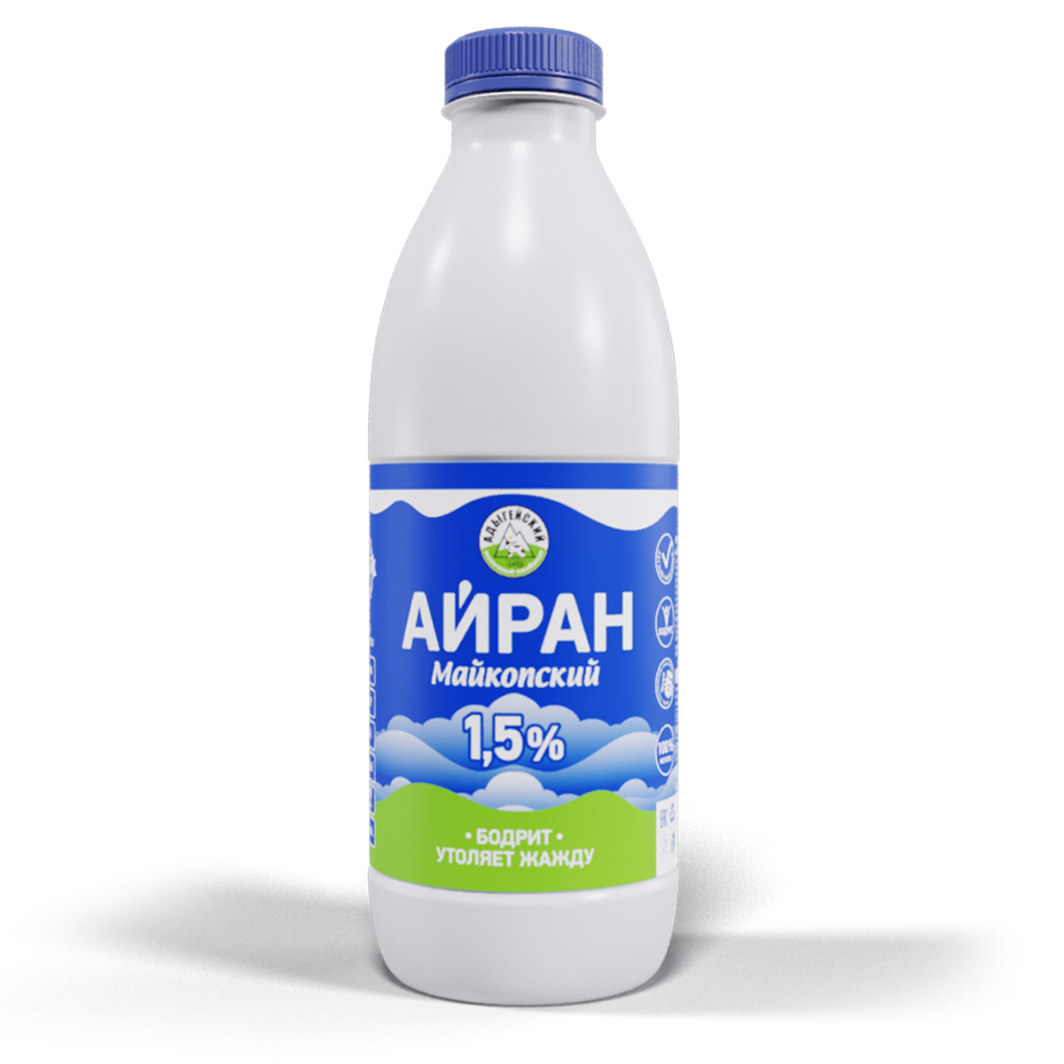БЗМЖ Айран 1,5% 900гр бутылка Майкопский