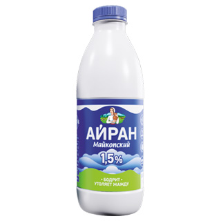 БЗМЖ Айран 1,5% 900гр бутылка Майкопский