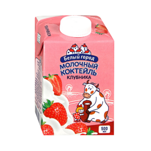 БЗМЖ Молочный коктейль Клубника 0,5л. Белый город