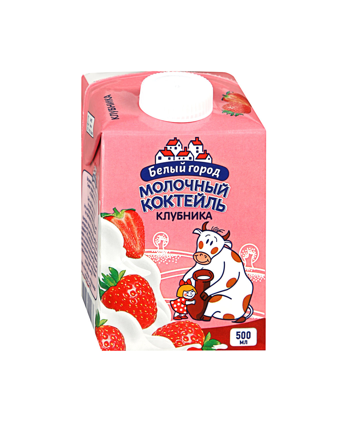 БЗМЖ Молочный коктейль Клубника 0,5л. Белый город