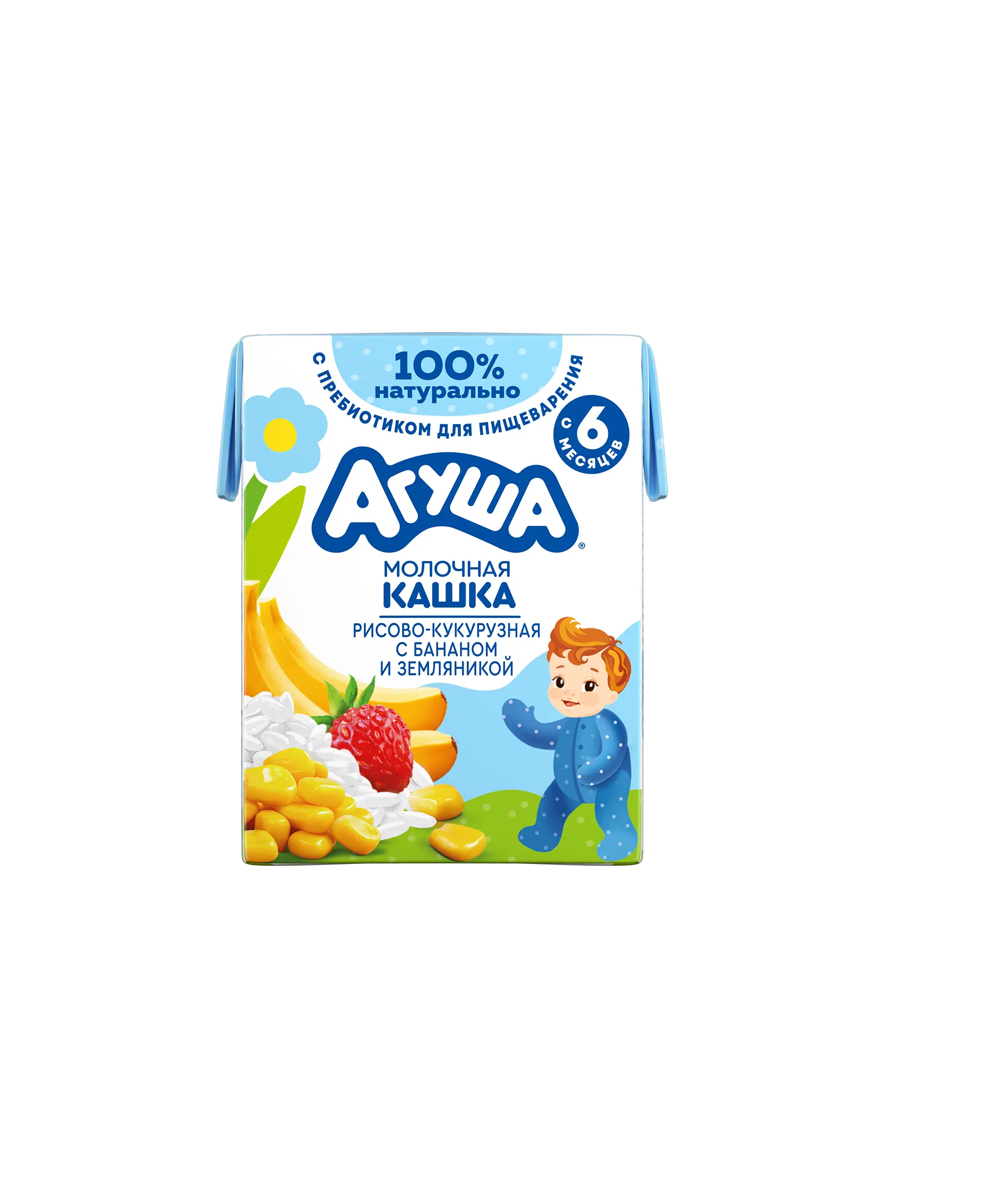Агуша каша Укрепляй-ка молочно-рисовая клубника/земляника/яблоко 200гр
