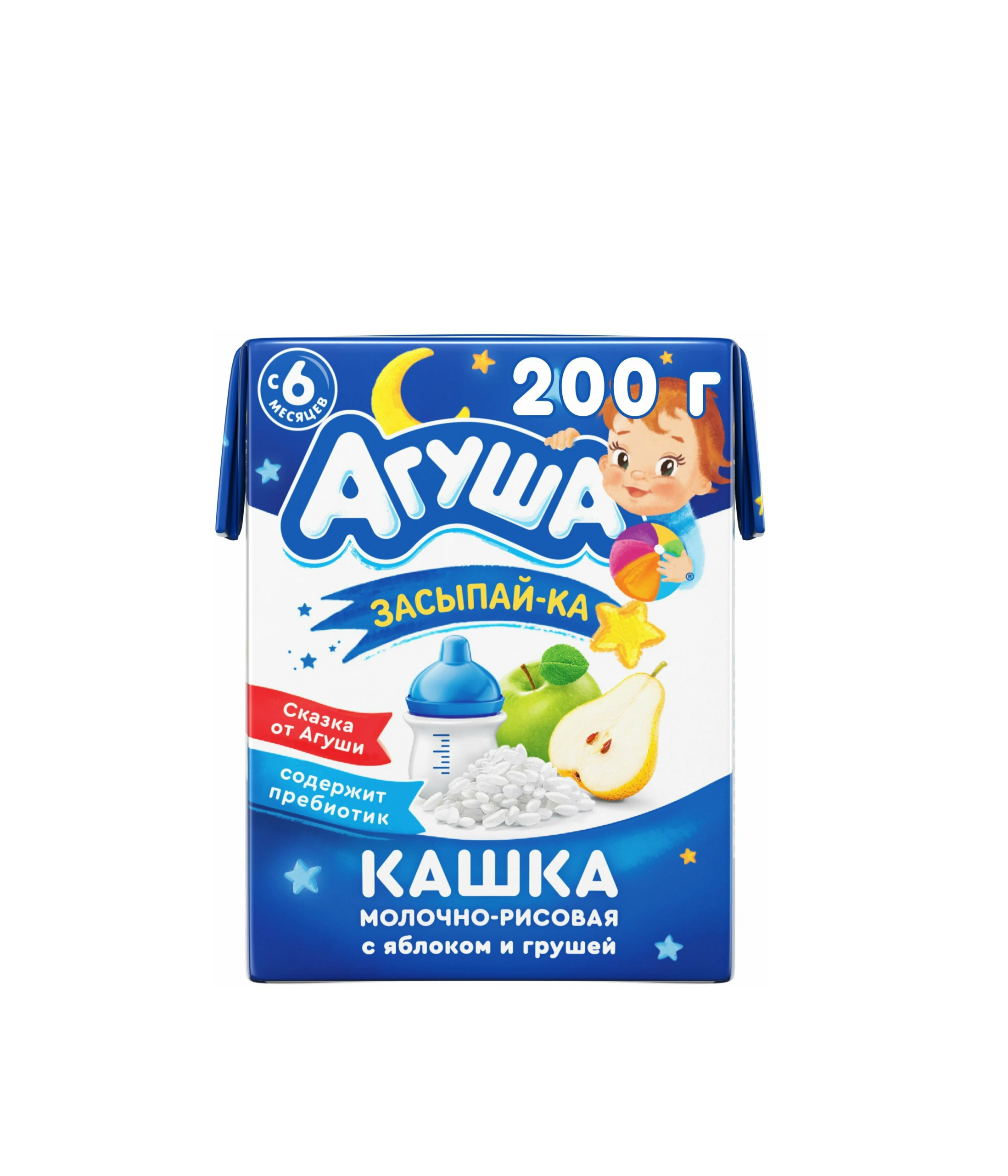Агуша каша Засыпайка молочно/рисовая яблоко/груша 200г
