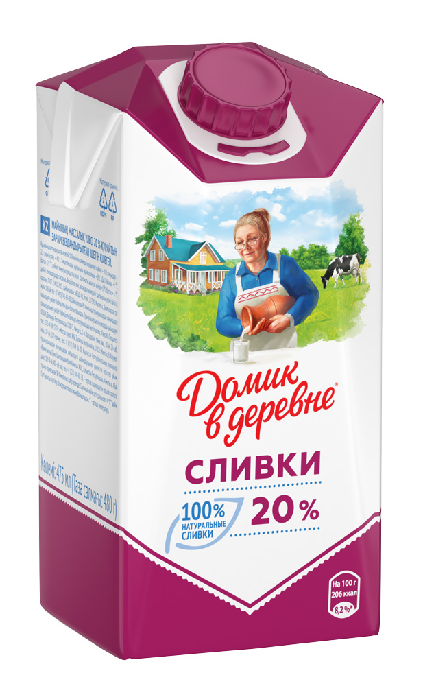 БЗМЖ Сливки 20% 470г Домик в деревне