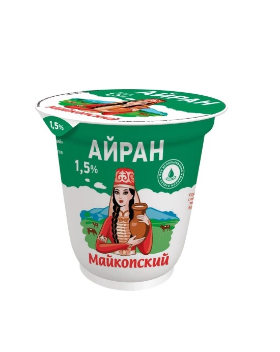 БЗМЖ Айран 1,5% 300гр стакан Майкопский