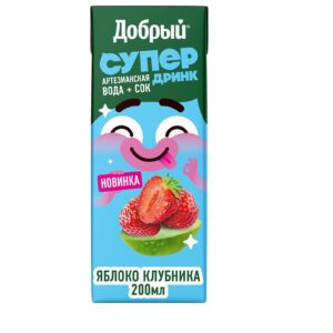 Добрый супер дринк сок яблоко/клубника 0,2л