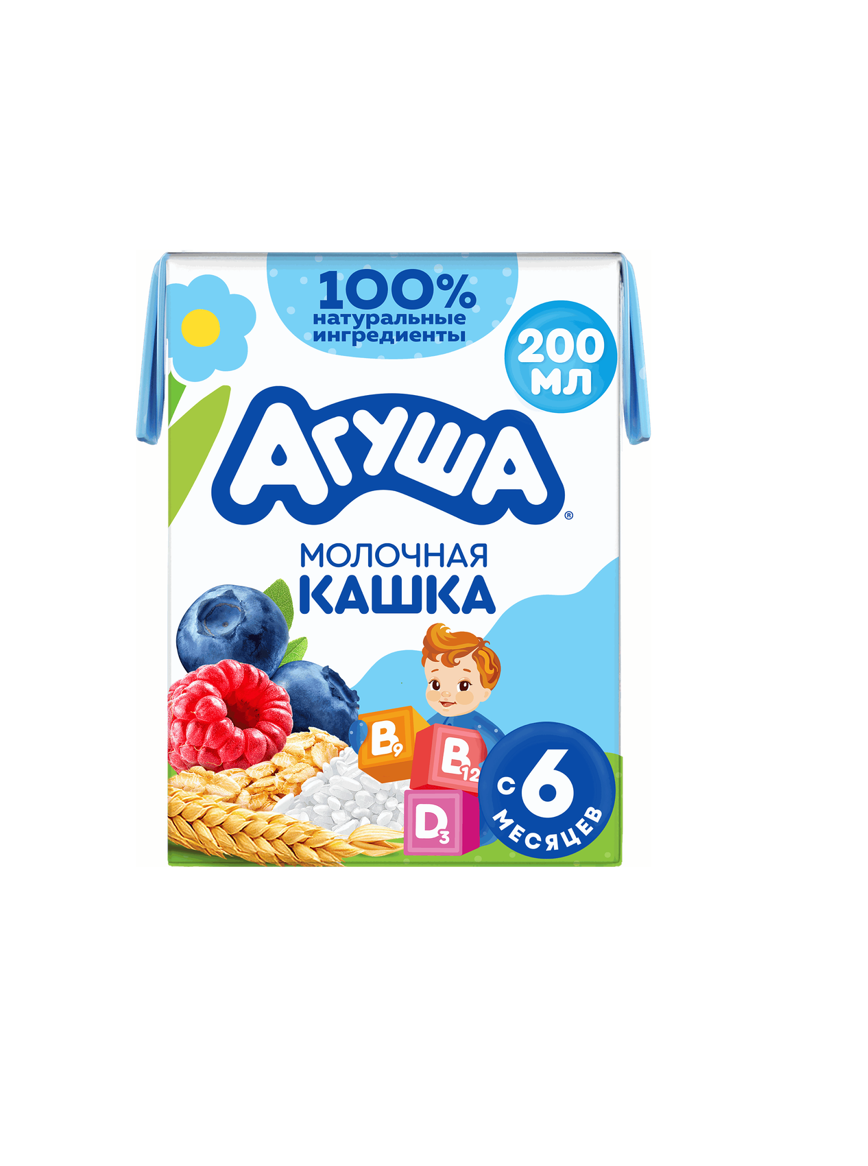 Агуша Каша Укрепляй-ка молочно-злак черника/мал/ябл 200г