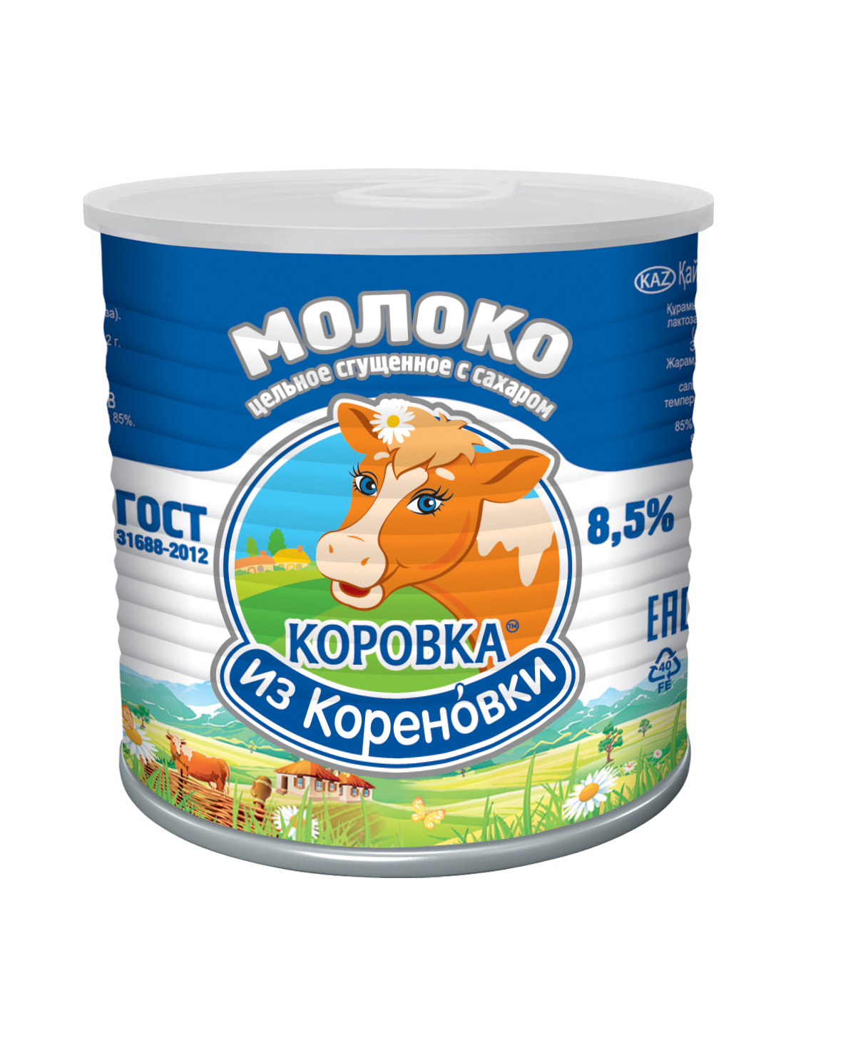 БЗМЖ Молоко цель. сгущенное с сахаром ж/б 360гр Кореновское+крышка