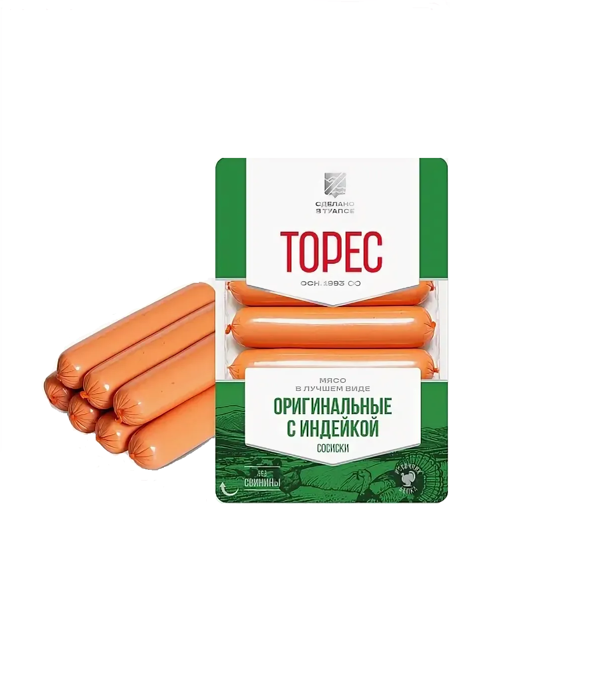Сосиски Оригинальные с индейкой 350гр Торес
